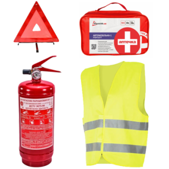 Изображение Набор техпомощи Poputchik з Аптечкою АМА1 ДСТУ (ВП-2 Аптечка Знак Жилет) (33-031-IS)