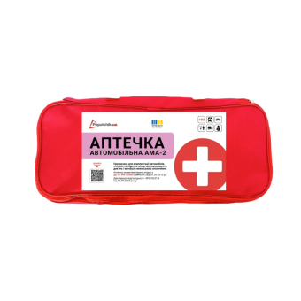 Изображение Аптечка автомобильная Poputchik 2 (АМА-2) згідно ДСТУ 3961-2000 футляр м'який червоний 30х18 (02-028-М)