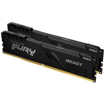 Зображення Модуль пам'яті для комп'ютера Kingston Fury (ex.HyperX) DDR4 16GB (2x8GB) 3200 MHz Fury Beast Black (KF432C16BBK2/16)