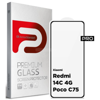 Изображение Защитное стекло Armorstandart Pro для Xiaomi Redmi 14C 4G / Redmi A4 / Poco C75 Black (ARM79332)