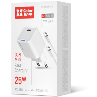 Зображення МЗП Colorway GaN Mini 25W PD Port PPS USB-C біле