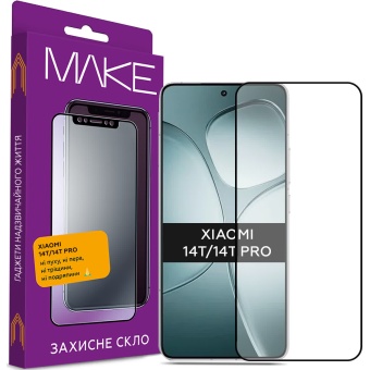 Изображение Защитное стекло MAKE Xiaomi 14T/14T Pro (MGF-X14T/14TP)