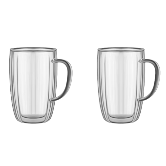 Изображение Набор чашек Ardesto 350мл, 2шт, боросилікатне скло, прозорий (AR2635BHN)