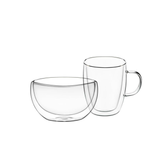 Фотографія Сервіз столовий Ardesto Набір для сніданку чашка і піала з подвійними стінками AR2650BHR