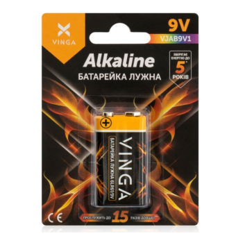 Фотографія Батарейки Vinga 9V 6LR61 Alkaline (VJAB9V1)