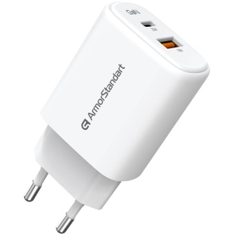 Изображение СЗУ Armorstandart AR-T252WEU 25W GaN USB-C  USB-A White (ARM89532)