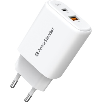 Зображення МЗП Armorstandart AR-T202WEU 20W GaN USB-C  USB-A White (ARM89531)