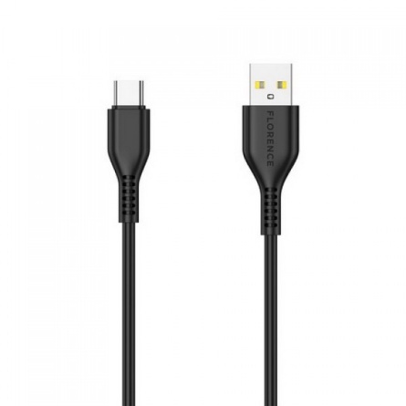 Дата кабель Florence Wizer Type-C 1m 2.4A Black (FL-2111-KT)