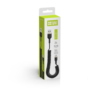 Изображение Colorway USB - MicroUSB (spiral) 2.4А 35-150см чорний CW-CBUM051-BK