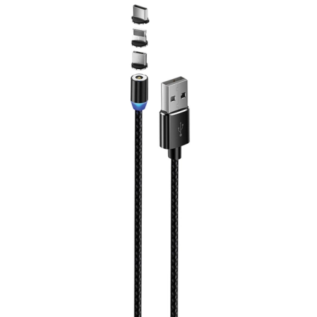 Colorway USB - 3в1 (Lightning MicroUSB Type-C) Magnetic 2.4А 1м чорний (CW-CBUU020-BK) фото №6