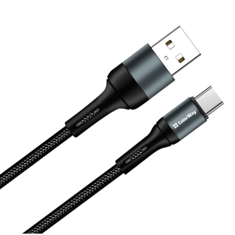 Зображення Colorway USB - Type-C (nylon) 2.4А 1м чорний (CW-CBUC045-BK)