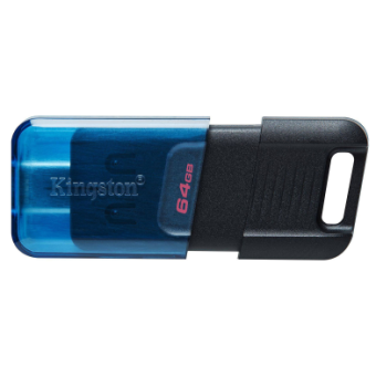 Зображення Флешка Kingston USB 3.2 DT 80M 64GB Type-C Black/Blue