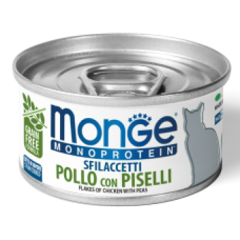 Зображення Консерва для котів Monge Консервы для кошек  Cat Monoprotein мясные хлопья с курицей и горошком 80 г (8009470007184)