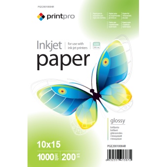 Изображение Бумага офисная PRINT PRO PrintPro глянц. 200г/м, 10x15 PG200-1000