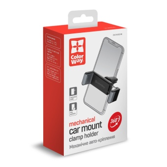 Изображение Автодержатель Colorway для телефона CW-CHC012-BK Clamp Holder Black