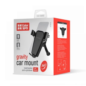 Изображение Автодержатель Colorway для телефона CW-CHG03-BK Soft Touch Gravity Holder Black