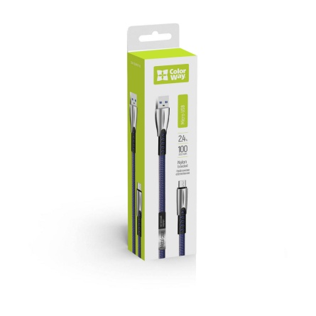 Colorway USB - MicroUSB (zinc alloy) 2.4А 1м синій CW-CBUM011-BL