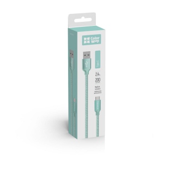 Изображение Кабель Colorway USB Type-C 2.4A 2м м'ятний (CW-CBUC008-MT)