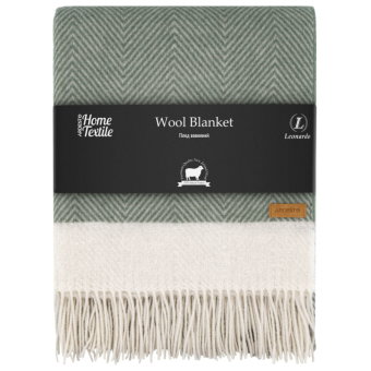 Изображение Плед Ardesto Leonardo Bianco 100% вовна 140x200 см зелений (ART0504LB)
