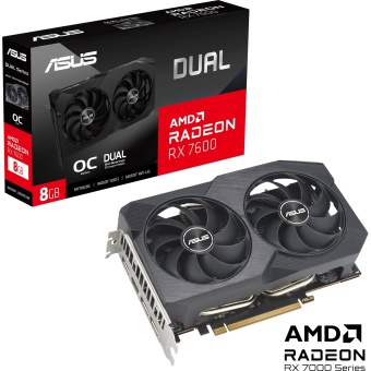 Зображення Відеокарта Asus Radeon RX 7600 8GB GDDR6 DUAL OC V2 DUAL-RX7600-O8G-V2