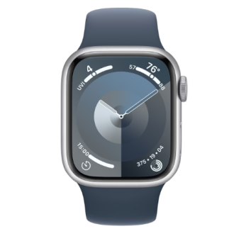 Зображення Смарт-годинник Apple Watch Series 9 GPS 45mm Silver Alu. Case w. Storm Blue S. Band - M/L (MR9E3)