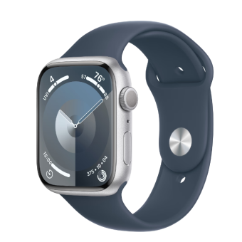 Зображення Смарт-годинник Apple Watch Series 9 GPS 45mm Silver Aluminium Case with Storm Blue Sport Band - M/L (MR9E3QP/A)