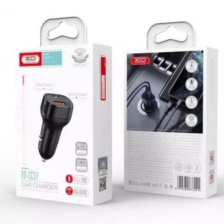 АЗП XO CC37 USB-A/USB-C QC&PD3.0 20W 3A Black фото №2