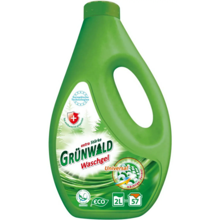 Гель для прання Grünwald кольорової та білої білизни, 2 л/57 циклів прання(eco)