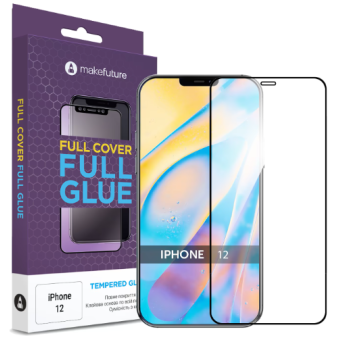 Фотография Защитное стекло MakeFuture Apple iPhone 12 Full Cover Full Glue (MGF-AI12)