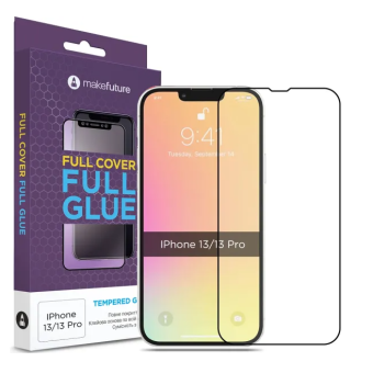 Изображение Защитное стекло MakeFuture Apple iPhone 13/13 Pro Full Cover Full Glue (MGF-AI13/13P)