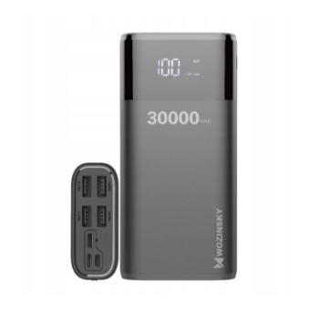 Изображение Уцінка * Мобильная батарея Wozinsky 30000mAh, 4*USB, with LCD display, 2A, black (5907769300349)