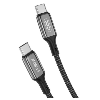 Изображение XO USB Cable NB-Q180B PD 60W 3A Fast charge Type-C - Type-C 1m тканевый black