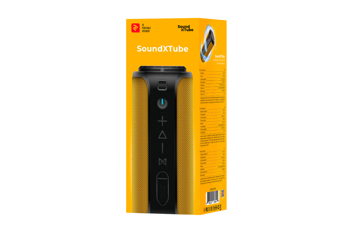Портативна колонка 2E SoundXTube TWS MP3 Wireless Waterproof Yellow (2E-BSSXTWYW) фото №7