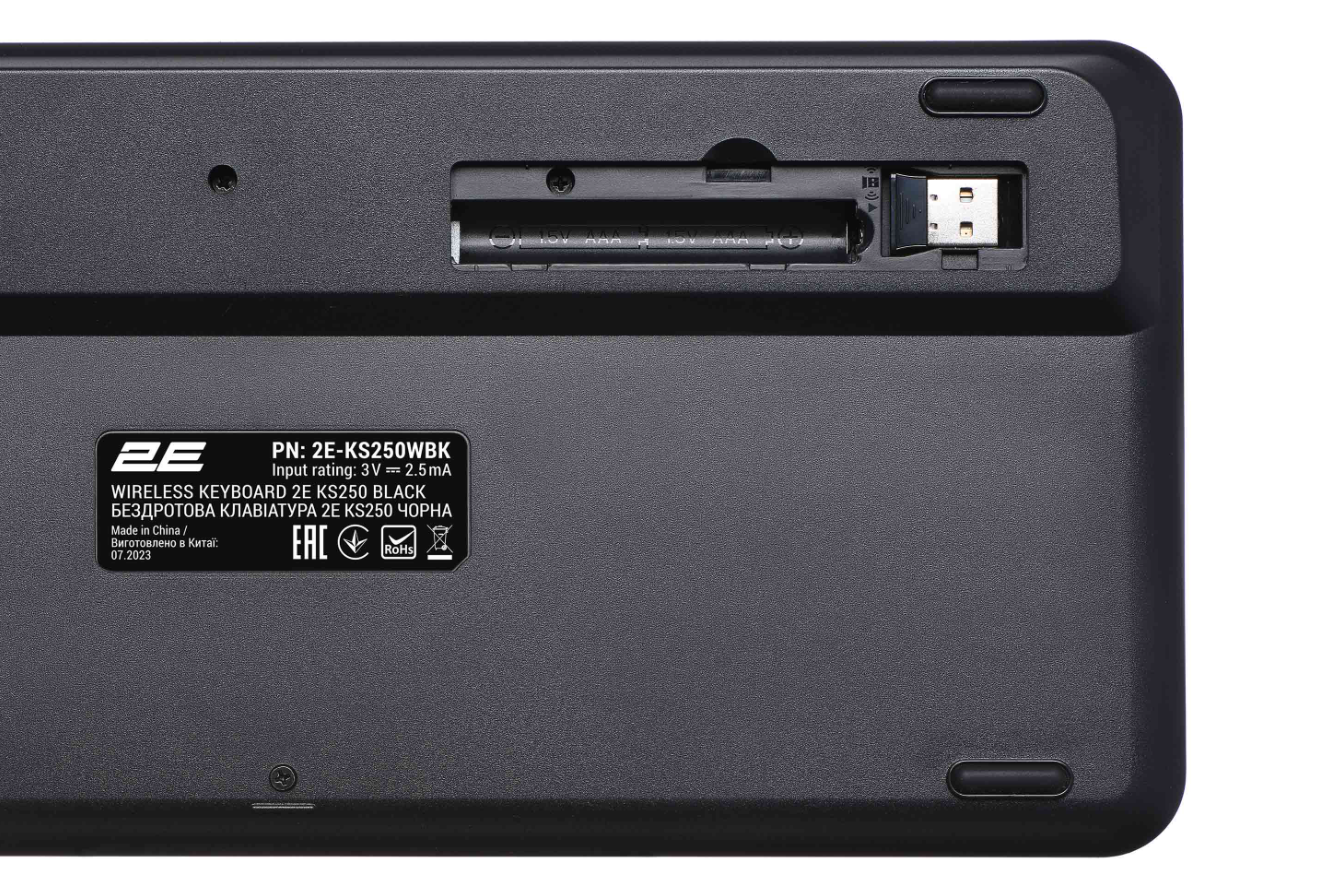 Клавіатура 2E KS250 Wireless USB/Bluetooth UA Black (2E-KS250WBK_UA) фото №8
