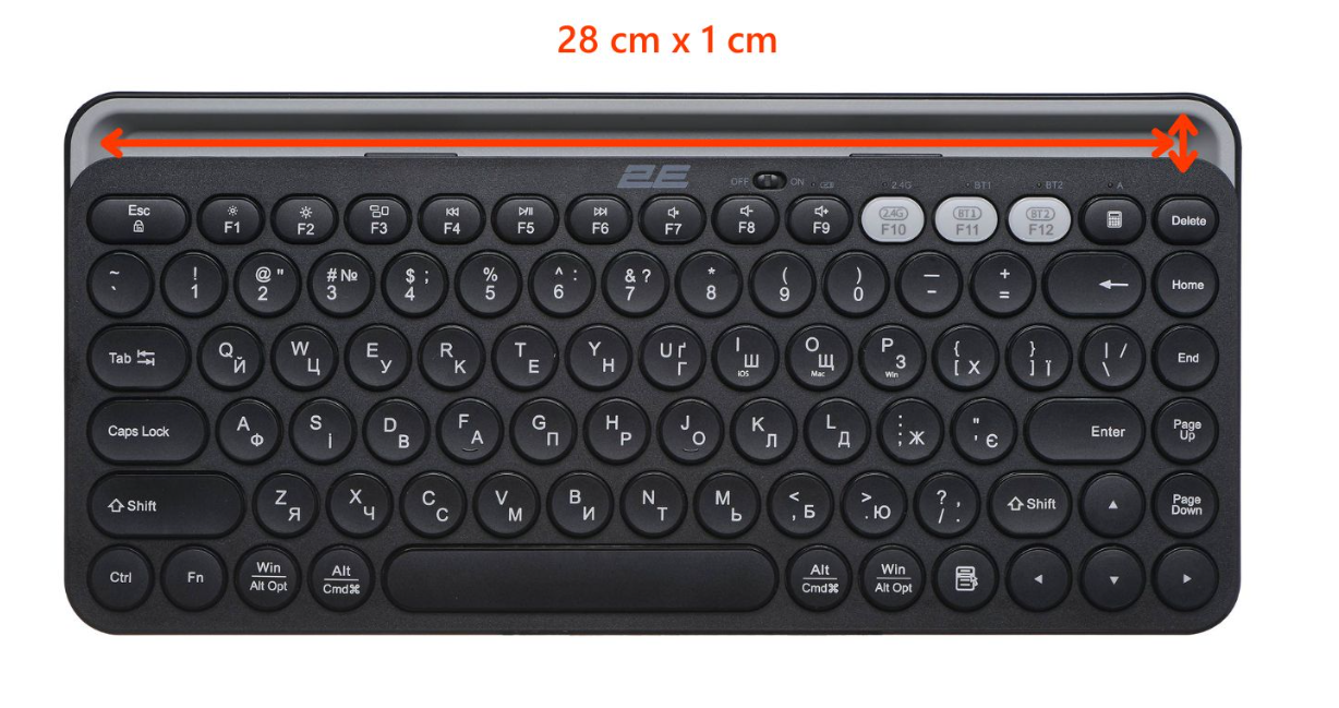 Клавіатура 2E KS250 Wireless USB/Bluetooth UA Black (2E-KS250WBK_UA) фото №2