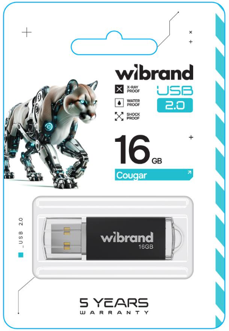 Флешка Mibrand Cougar 16Gb Black 2.0 фото №2