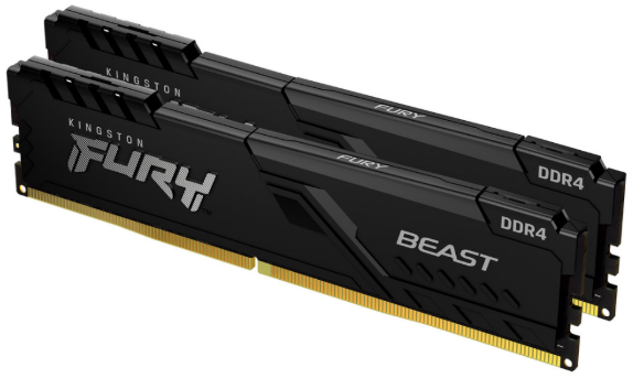 Модуль пам'яті для комп'ютера Kingston Fury (ex.HyperX) DDR4 16GB (2x8GB) 3200 MHz Fury Beast Black (KF432C16BBK2/16)