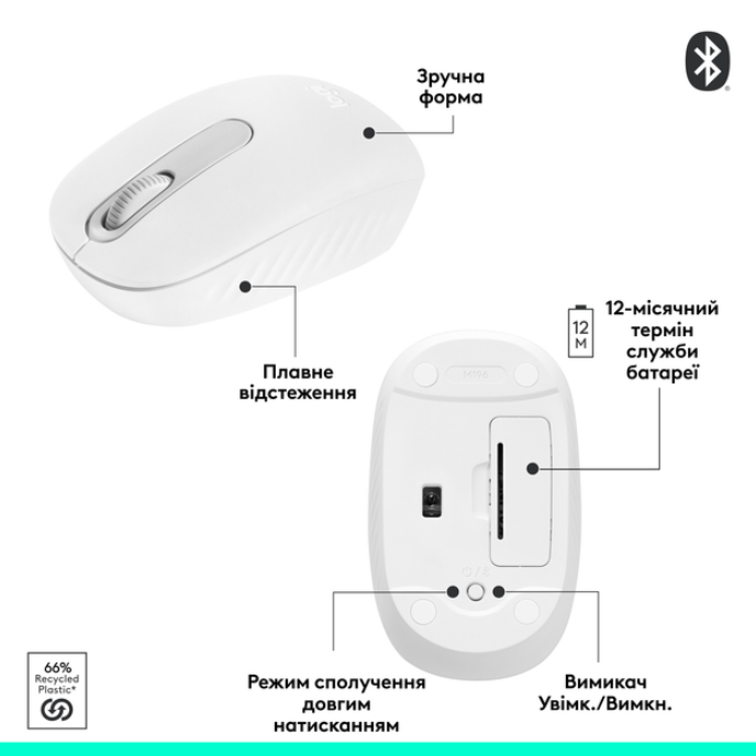 Компьютерная мыш Logitech M196 Bluetooth Off-White (910-007460) фото №8