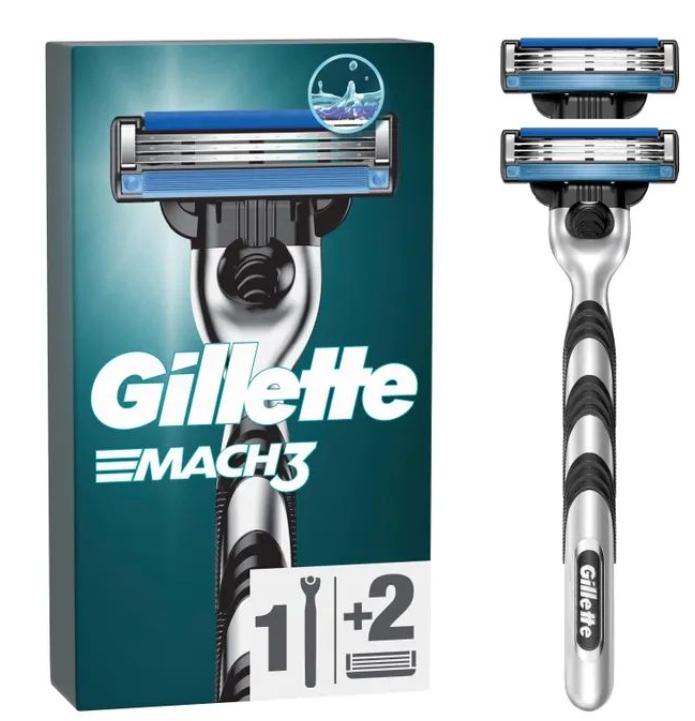 Бритва Gillette Mach3 с 2 сменными картриджами (7702018020706/7702018020676)