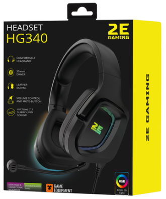 Навушники 2E HG340 7.1 USB-A RGB 2м чорний (2E-HG340BK-7.1) фото №2