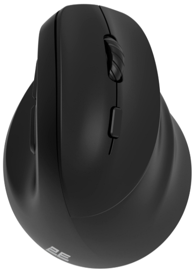 Комп'ютерна миша 2E MF325 Silent, WL/BT вертикальна, чорний (2E-MF325WBK)