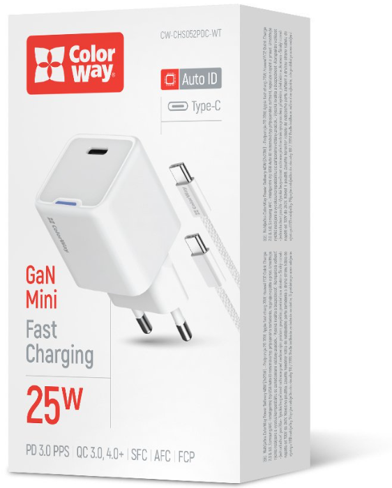 МЗП Colorway GaN Mini 25W PD Port PPS USB-C біле