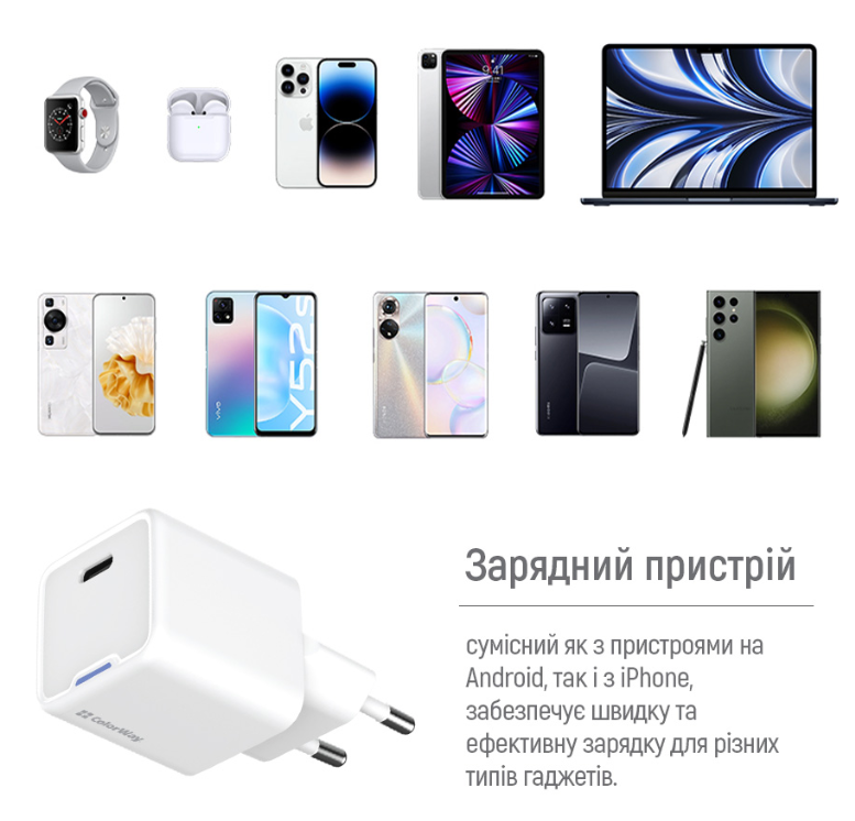 МЗП Colorway GaN Mini 25W PD Port PPS USB-C біле фото №13