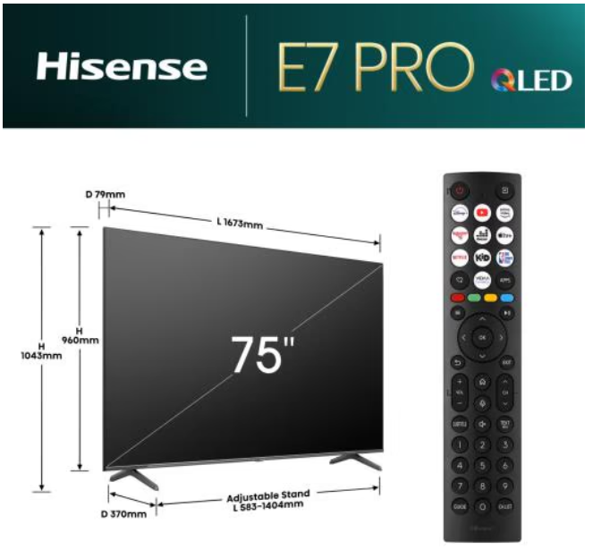Телевізор Hisense 75E7NQ PRO фото №3