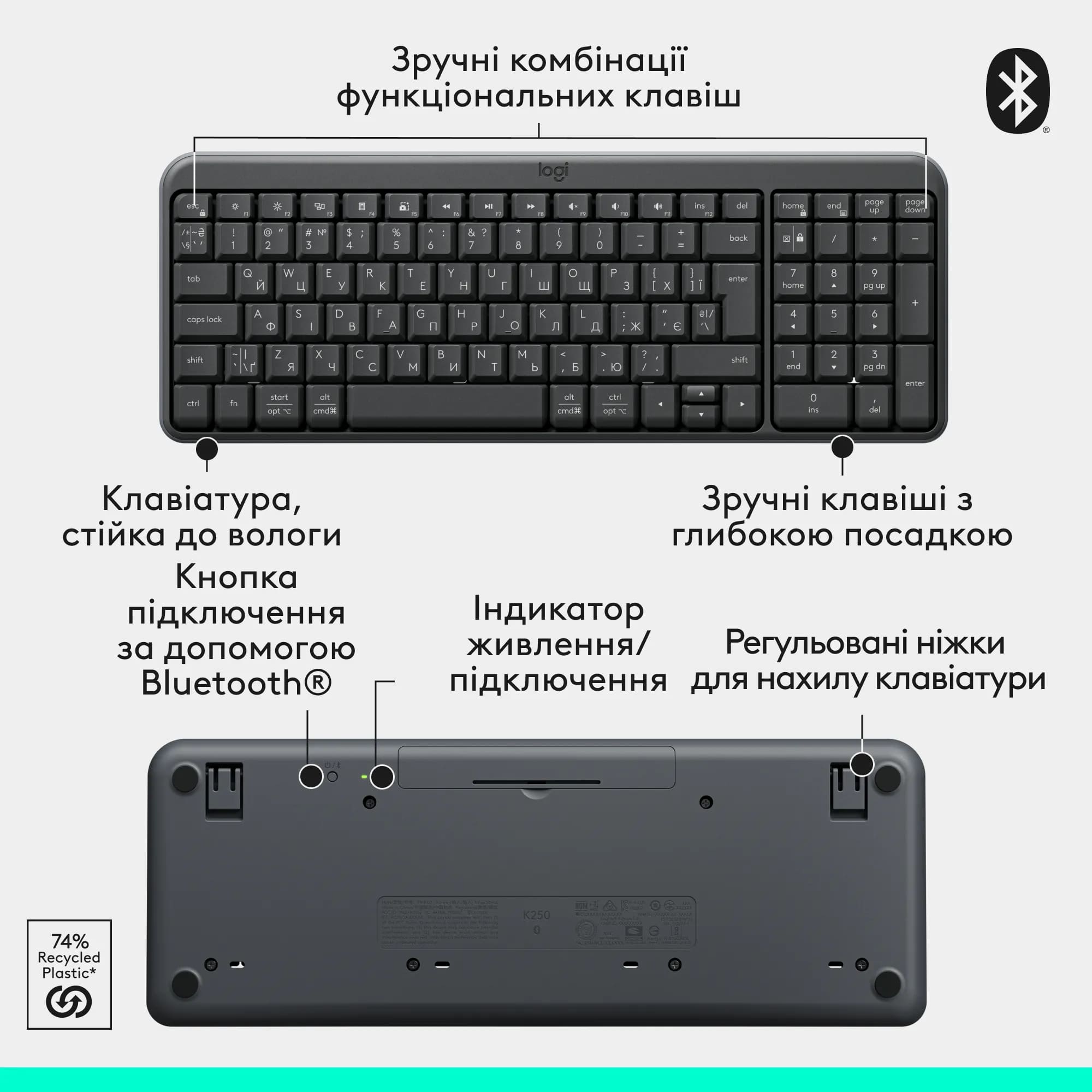 Клавиатура + мышка Logitech MK250 Wireless Combo GRAPHITE фото №8