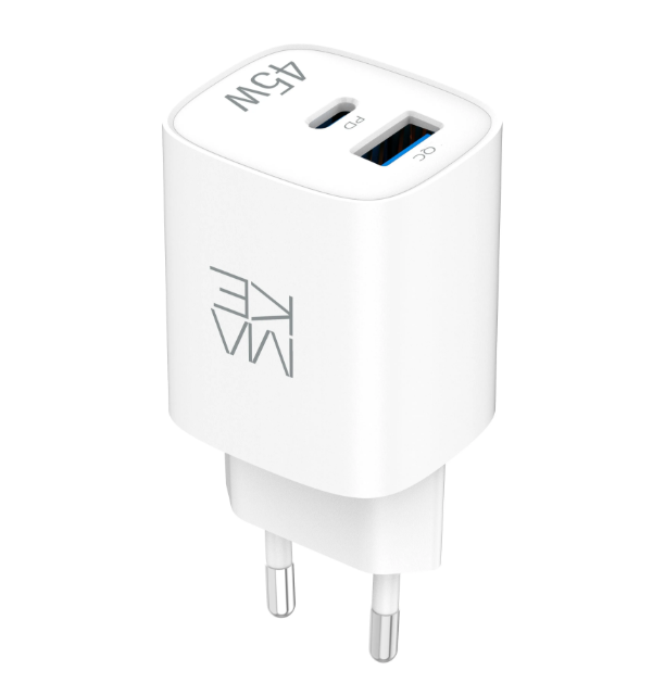 МЗП MAKE 45W GaN PD   QC3.0 White (MCW-4521GWH) фото №4