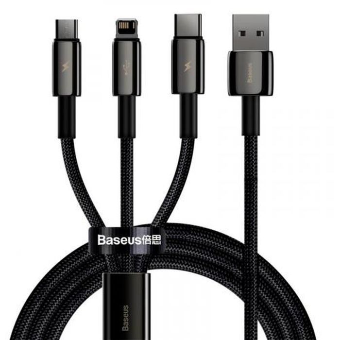 Кабель USB Baseus USB 2.0 AM to Lightning   Micro 5P   Type-C 1.5m 3.5A black (CAMLTWJ-01)
