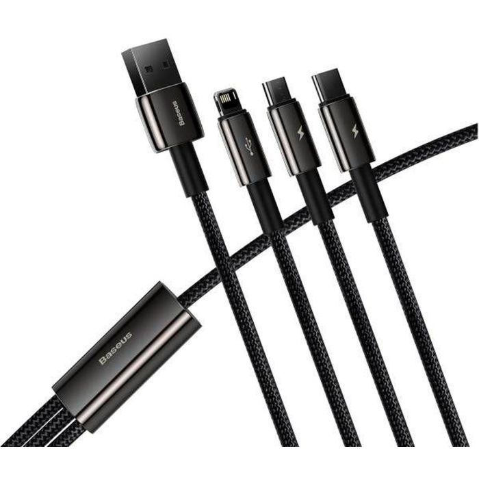 Кабель USB Baseus USB 2.0 AM to Lightning   Micro 5P   Type-C 1.5m 3.5A black (CAMLTWJ-01) фото №2