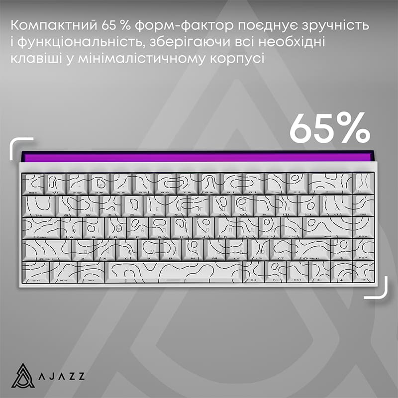 Клавиатура Ajazz NK68 Red Switch USB UA White (NK68-R-S-W) фото №11