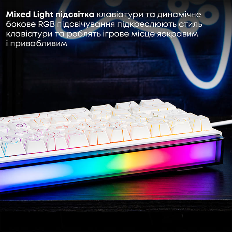 Клавиатура Ajazz NK68 Red Switch USB UA White (NK68-R-S-W) фото №9